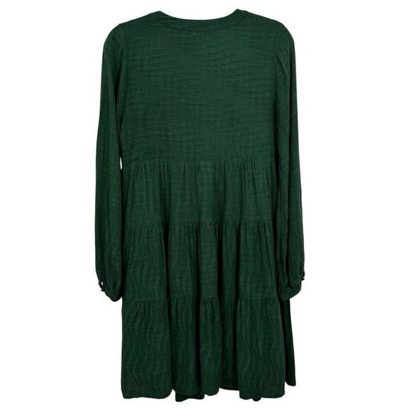 Maeve By Anthropologie Sacha Jacquard Tiered Tunic Dress Kelly Green Size Small - Picture 7 of 10